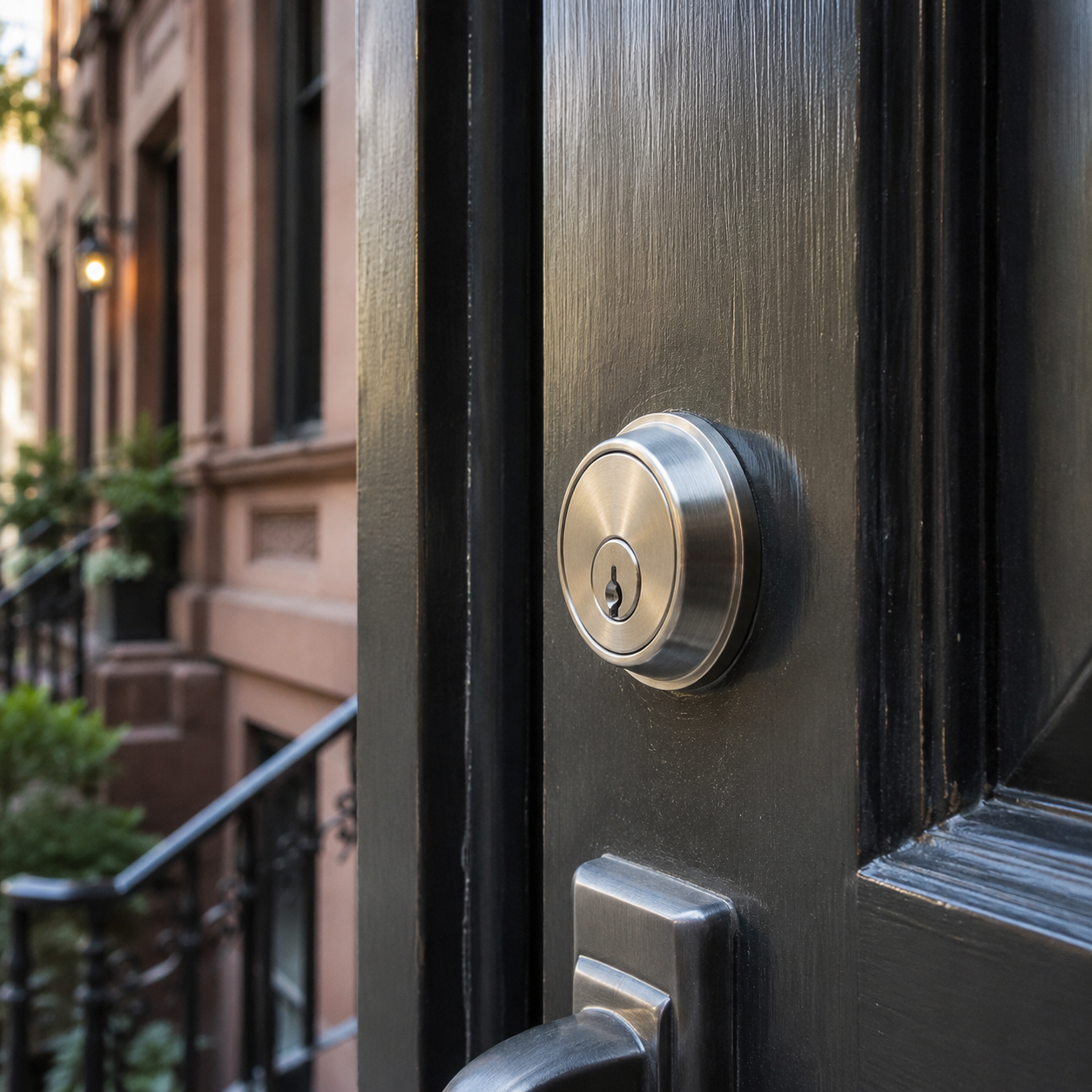 Deadbolt on a door Image of a deadbolt on a door in NYC