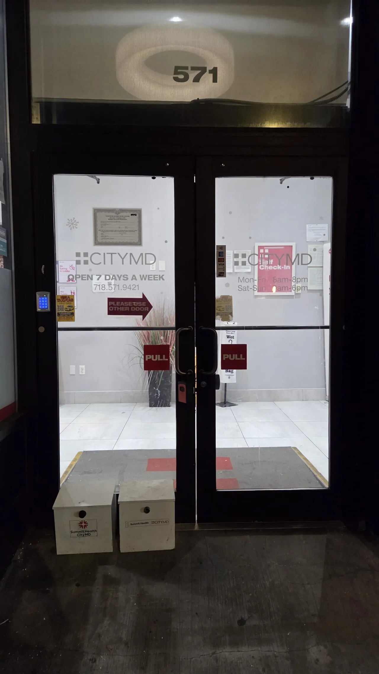 CityMD commercial entrance with Enforcer keypad access control