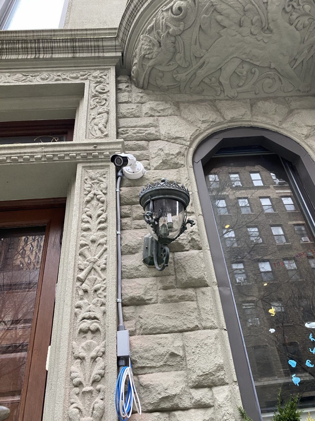 Security Camera Installation on Historic Stone Building, Upper West Side