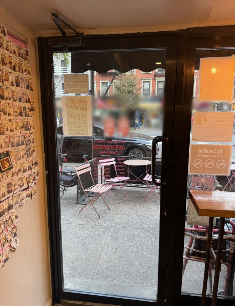 Aluminum glass storefront door with a surface-mounted door closer, heavy-duty continuous hinge and restricted high-security Mul-T-Lock cylinder, serviced by Metro Local Locksmith on the Upper East Side, Manhattan
